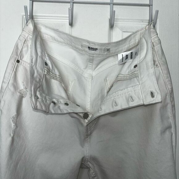 HUDSON JEANS Thalia Straight Leg 90s Jeans in White Mustang Size 31 NEW - Picture 12 of 15